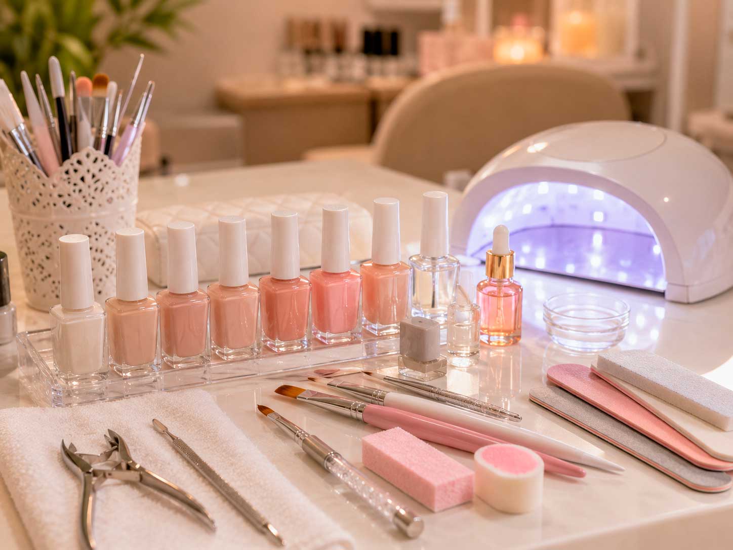 Materiais para fazer Unhas Baby Boomer em salão de manicure