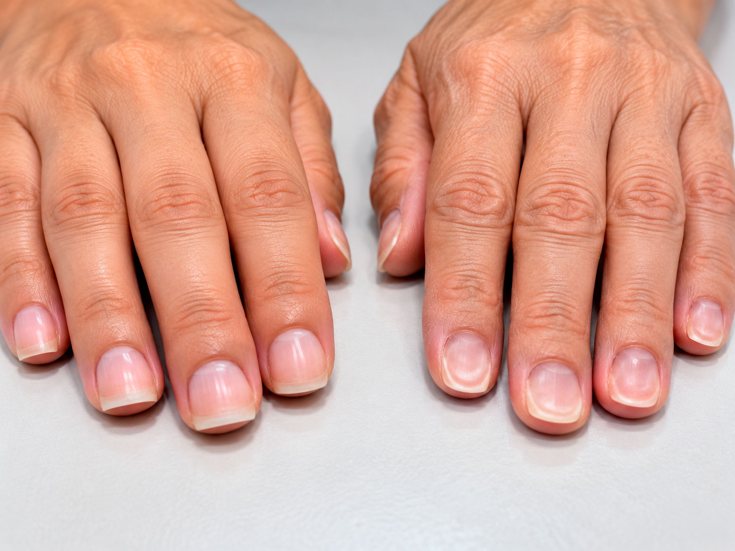 Diferença entre unhas curvadas para baixo e unhas em formato de colher associadas à coiloníquia