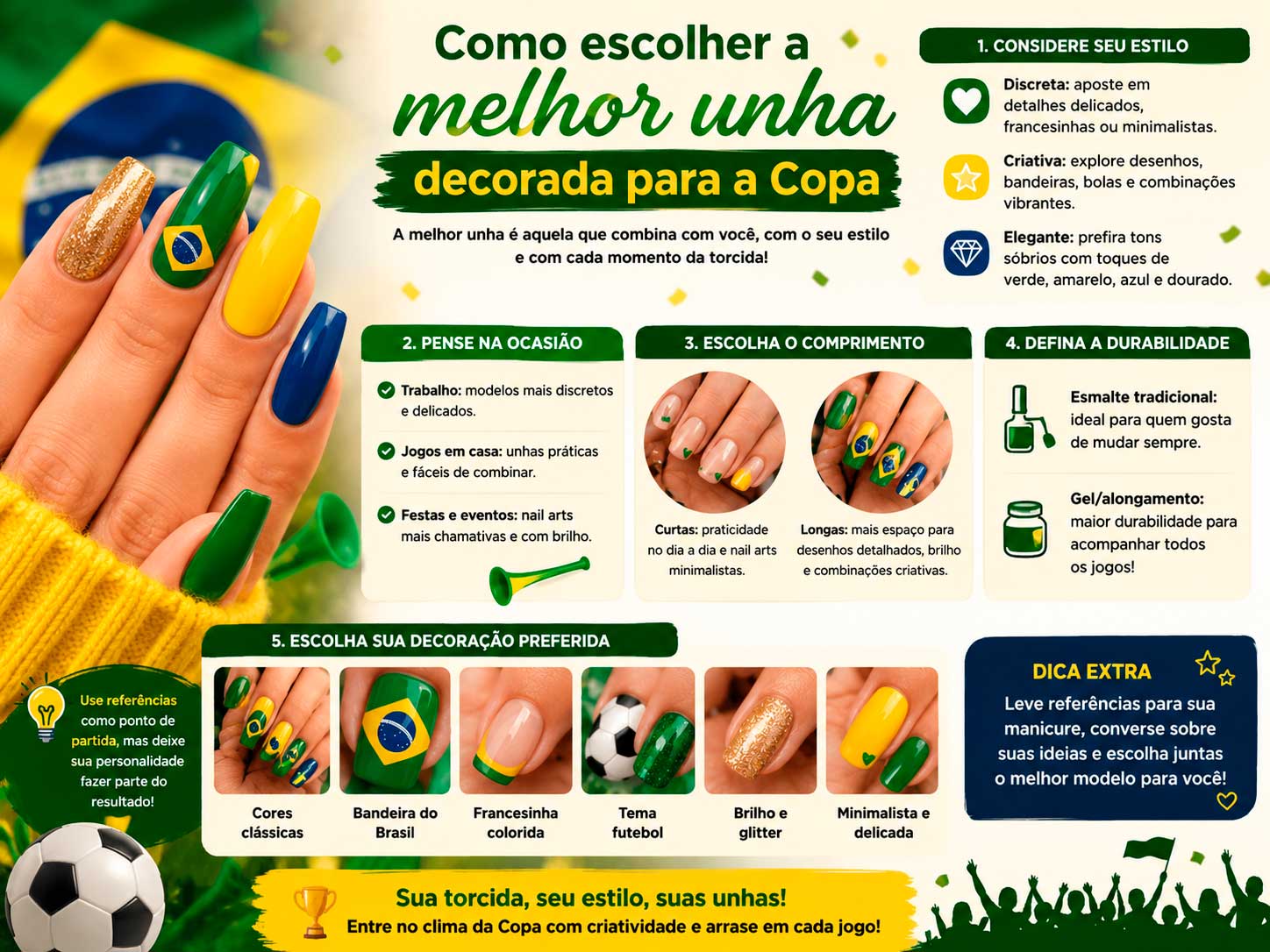 Como escolher a melhor unha decorada para a Copa
