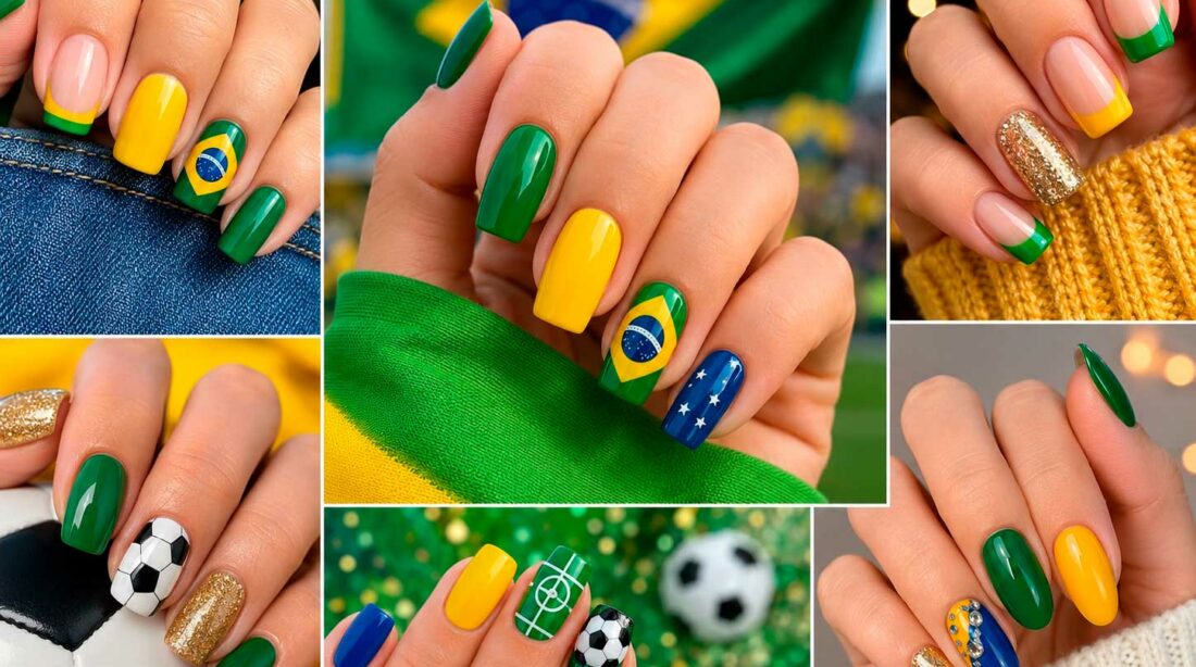 Unhas decoradas para a Copa