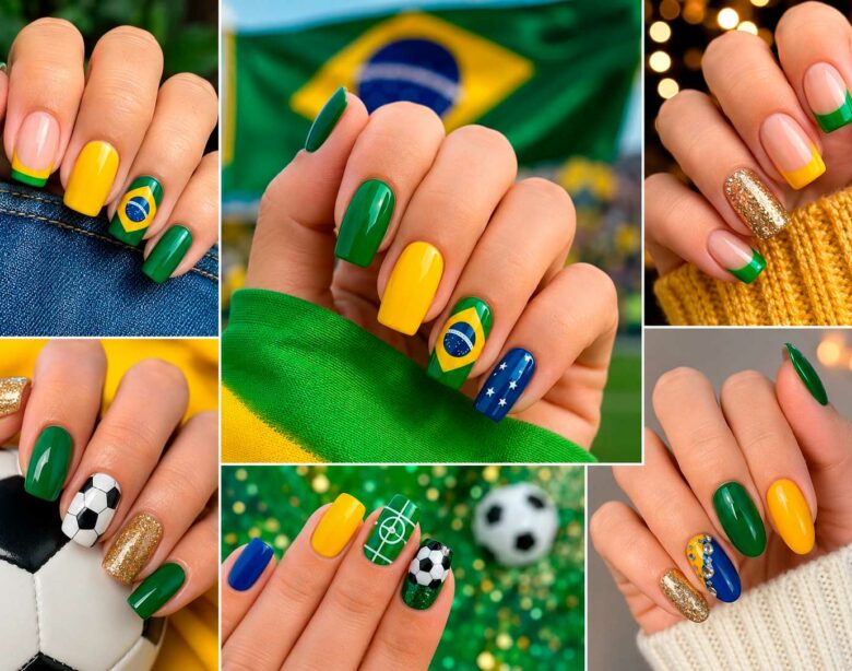 Unhas decoradas para a Copa