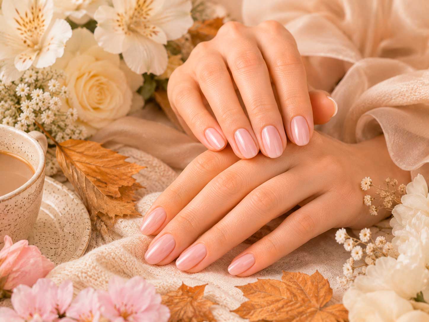 Unhas claras e delicadas combinando com diferentes estações do ano